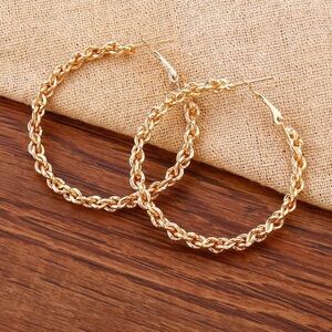 Gold Braided Hoop Earrings
